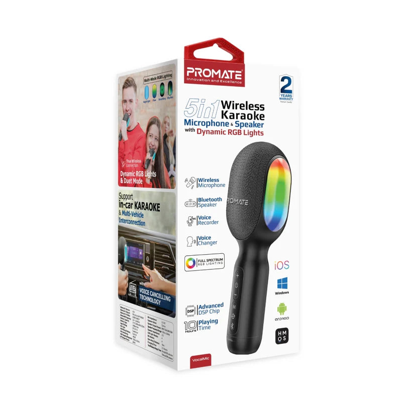 Promate VocalMic 5-in-1 Wireless Karaoke Microphone & Speaker Karaoke Speaker | Vishal Electronics Kolkata