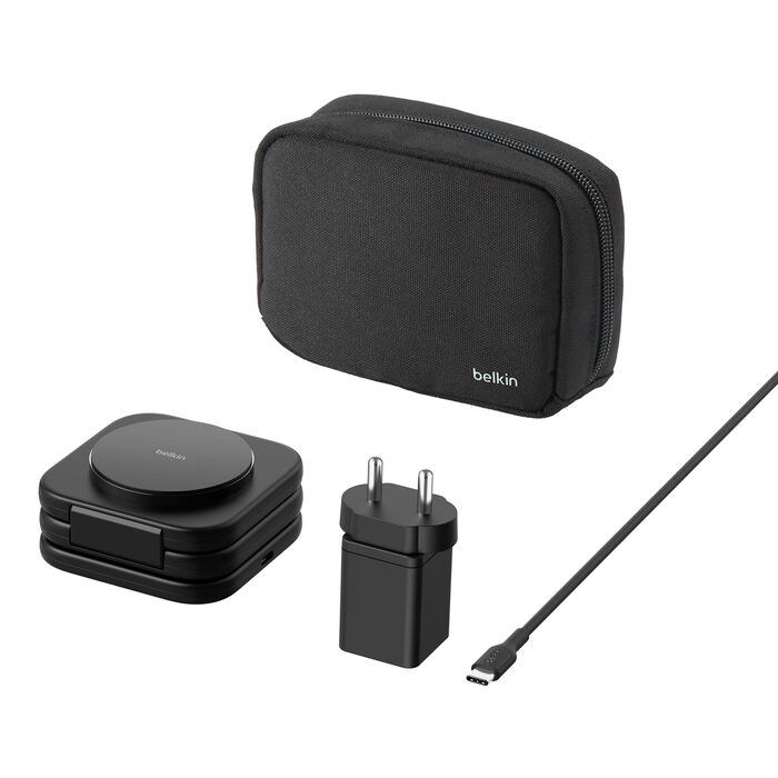 Belkin BoostCharge Pro 3-in-1 Magnetic Wireless Charging Travel Pad with Qi2 15W Wireless Charger | Vishal Electronics Kolkata