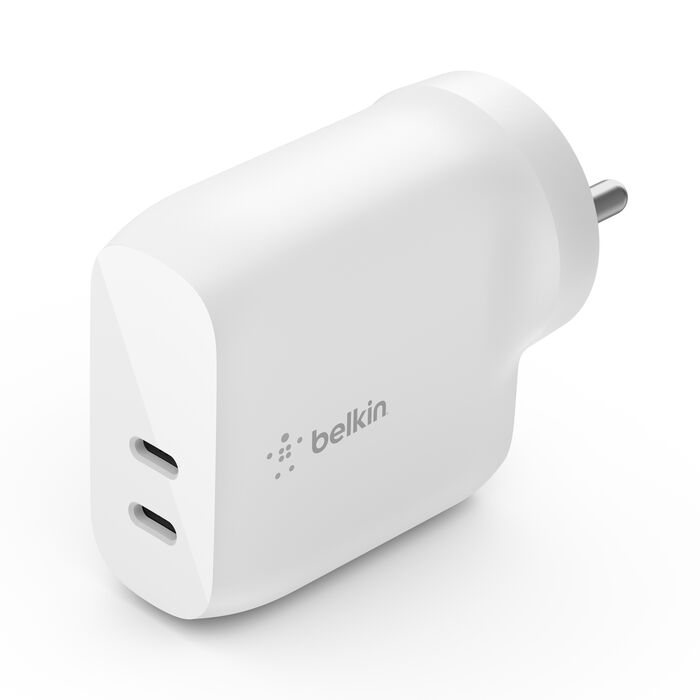 Belkin Dual USB-C PD Wall Charger 40W Standard White Wall Charger | Vishal Electronics Kolkata