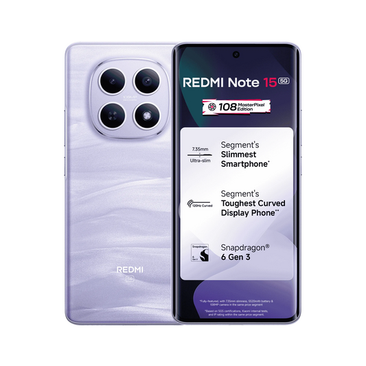 Redmi Note 15 5G Mist Purple 8GB 128GB | 256GB Smartphone | Vishal Electronics Kolkata