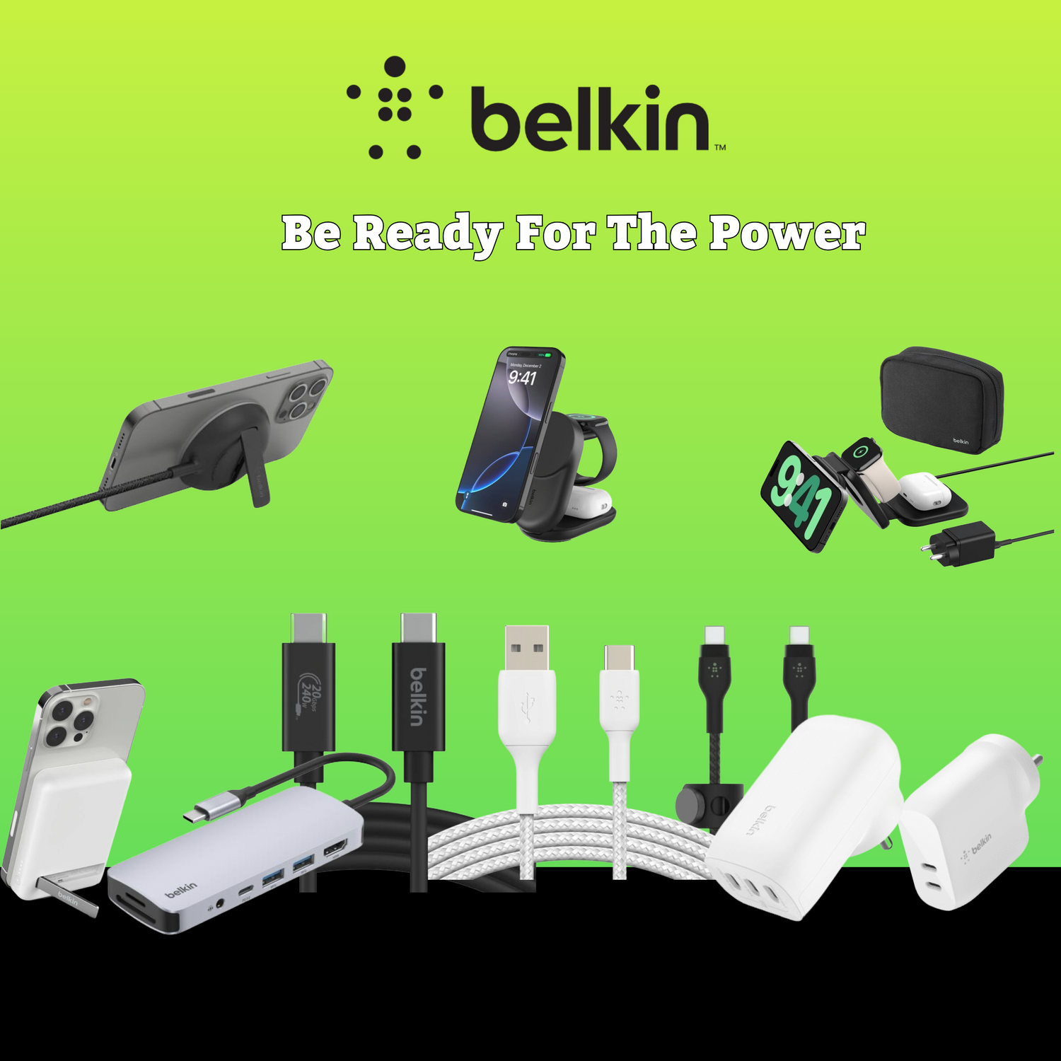 Belkin Charging Accessories – MagSafe Chargers, USB-C Cables, Power Banks, Docks and Mobile Accessories at Vishal Electronics Kolkata