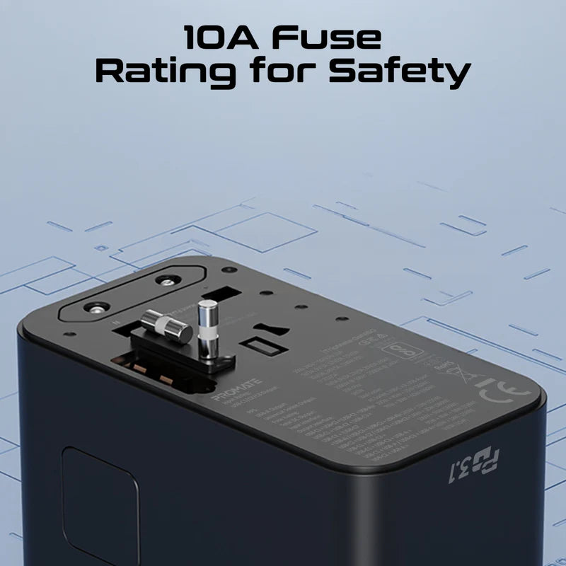 Promate TripMate-GaN160 160W Universal Travel Adapter with GaNFast Charging Travel Adapter | Vishal Electronics Kolkata