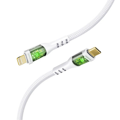Promate TransLine-CI 27W USB-C to Lightning Cable (Transparent Shell, 1.2m, White) White Charging Cable | Vishal Electronics Kolkata