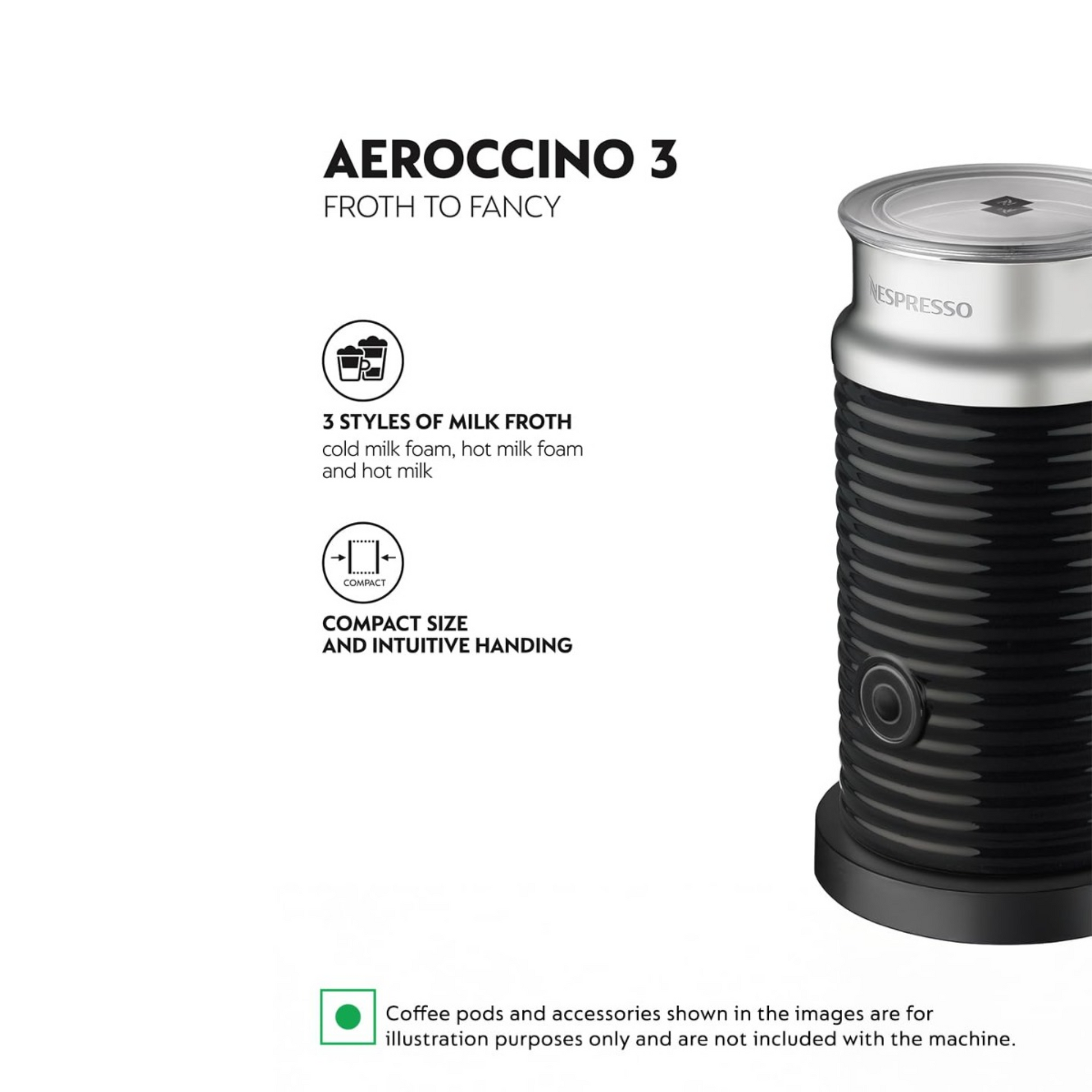 Nespresso Aeroccino 3 Milk Frother Milk Frother | Vishal Electronics Kolkata