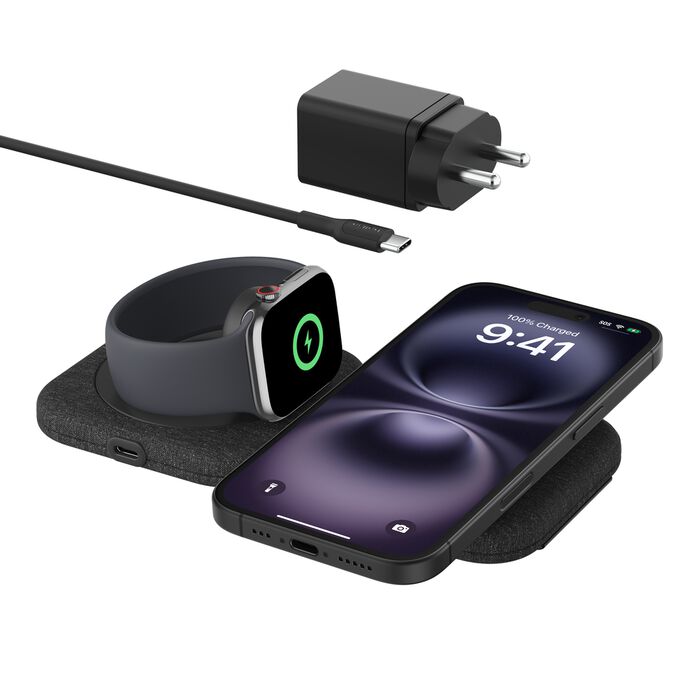 Belkin BoostCharge Pro — 2‑in‑1 Magnetic Travel Pad (15W) Wireless Charger | Vishal Electronics Kolkata