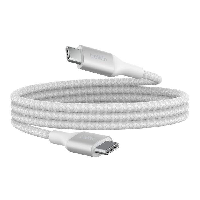 Belkin BoostCharge USB-C to USB-C Braided Cable 240W – 1m White Charging Cable | Vishal Electronics Kolkata