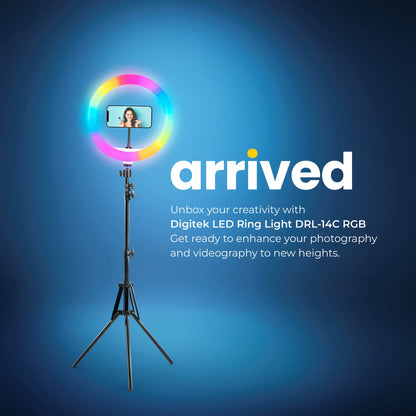 Digitek DRL-14C RGB 31cm LED Ring Light with 5ft Stand Ring Light | Vishal Electronics Kolkata
