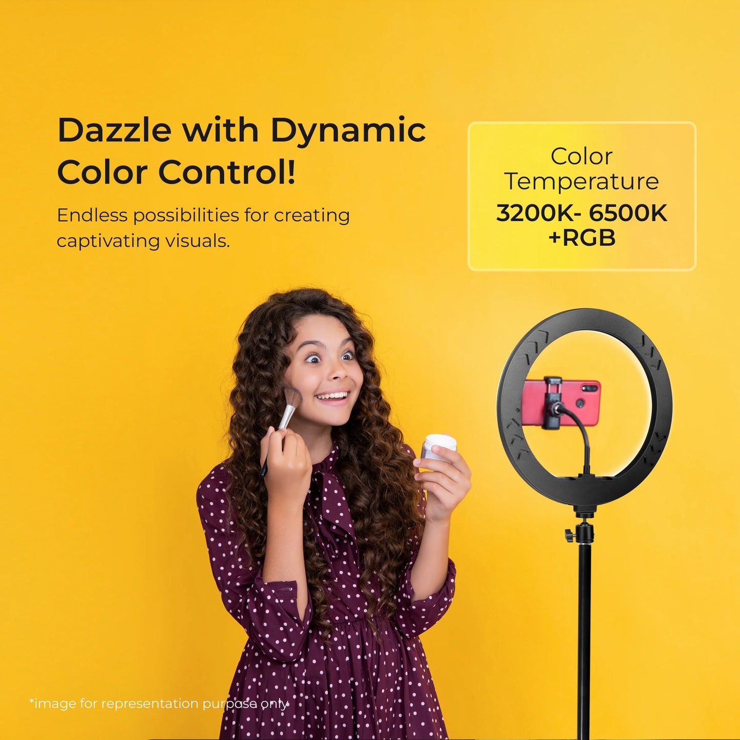 Digitek DRL-14C RGB 31cm LED Ring Light with 5ft Stand Ring Light | Vishal Electronics Kolkata