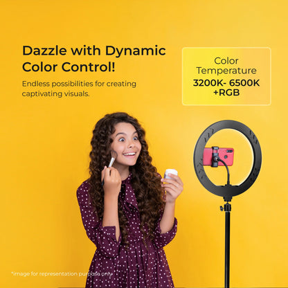Digitek DRL-14C RGB 31cm LED Ring Light with 5ft Stand Ring Light | Vishal Electronics Kolkata