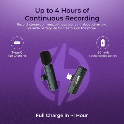 Digitek DWM-006 PRO Wireless Microphone Type-C for Mobile | 2.4GHz | 20m Range Wireless Microphone | Vishal Electronics Kolkata