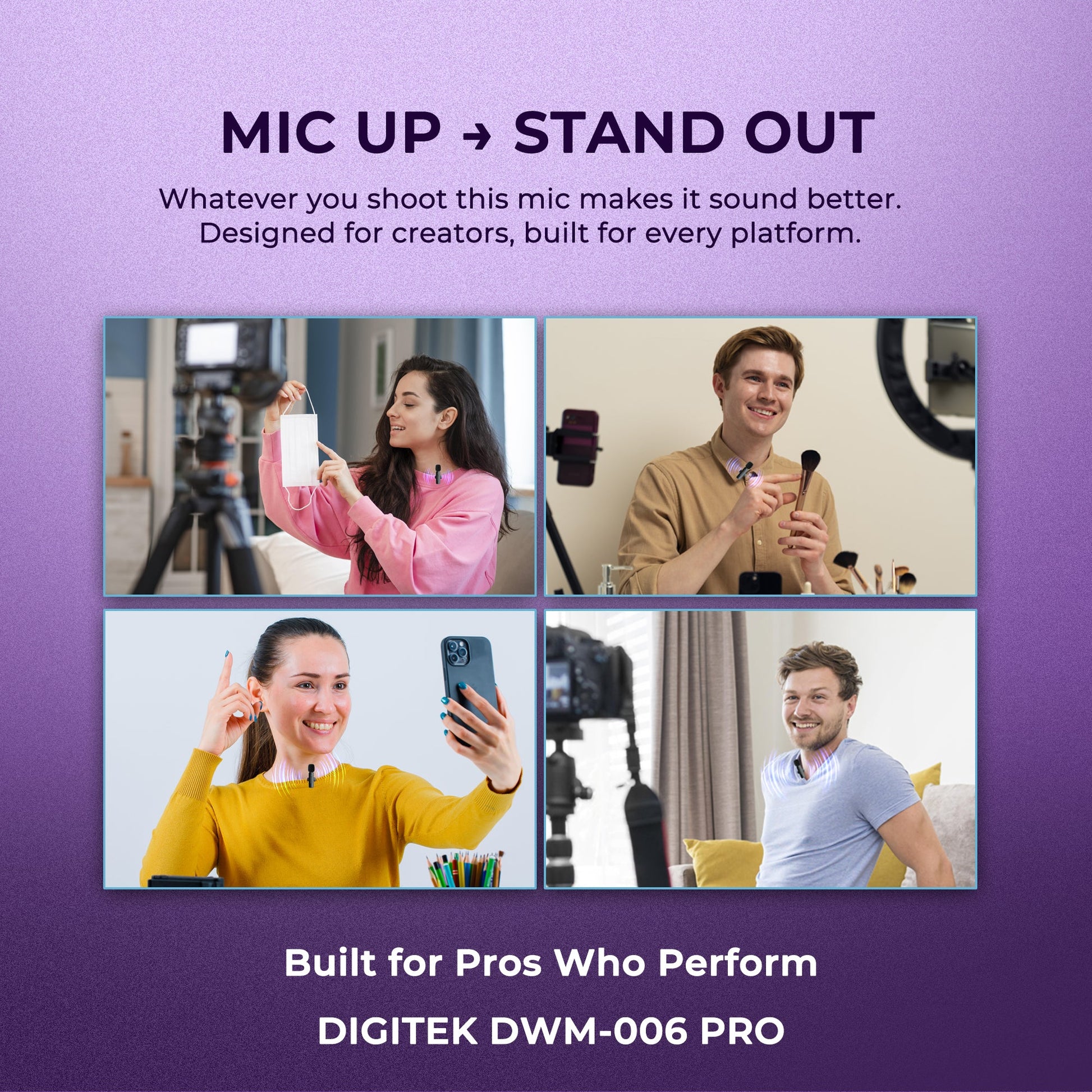 Digitek DWM-006 PRO Wireless Microphone Type-C for Mobile | 2.4GHz | 20m Range Wireless Microphone | Vishal Electronics Kolkata