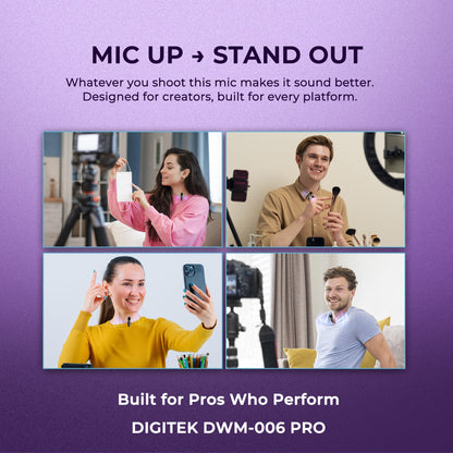 Digitek DWM-006 PRO Wireless Microphone Type-C for Mobile | 2.4GHz | 20m Range Wireless Microphone | Vishal Electronics Kolkata