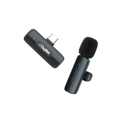 Digitek DWM-006 PRO Wireless Microphone Type-C for Mobile | 2.4GHz | 20m Range Black Wireless Microphone | Vishal Electronics Kolkata