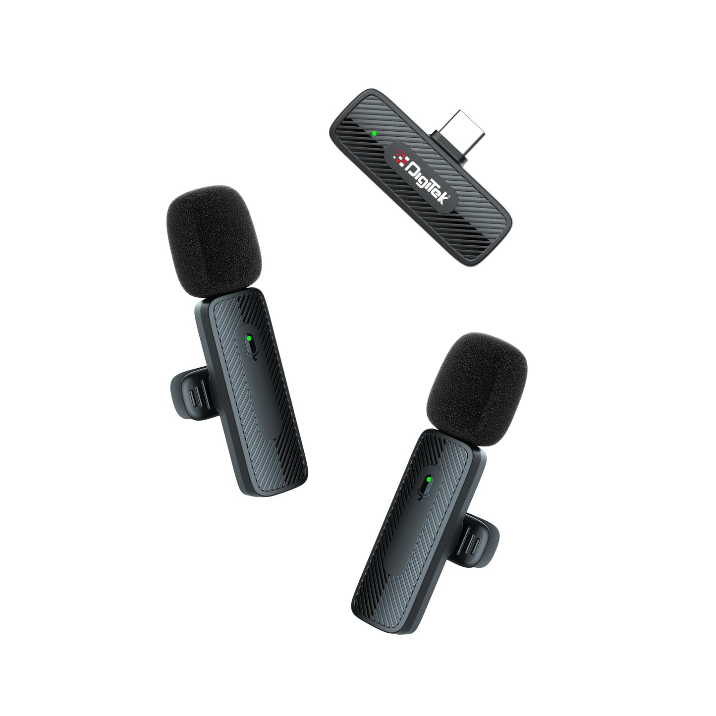 Digitek DWM-008 PRO Dual Wireless Microphone Type-C | 2 Mic System Black Wireless Microphone | Vishal Electronics Kolkata