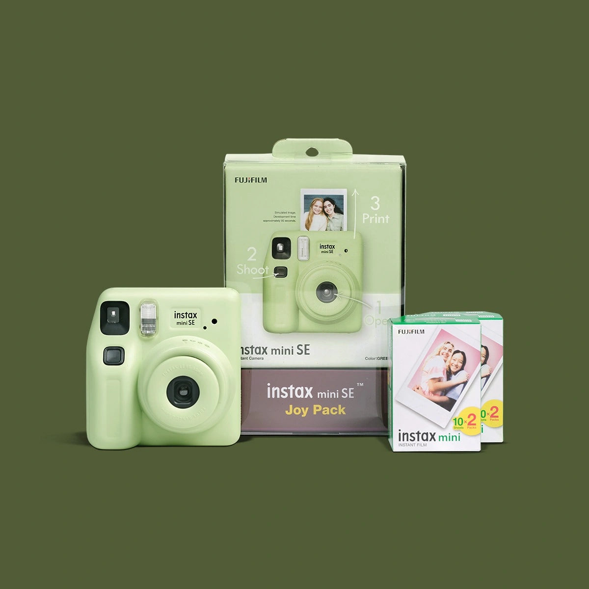 Fujifilm Instax Mini SE Joy Pack (Green) Instant Camera Kit | Vishal Electronics Kolkata