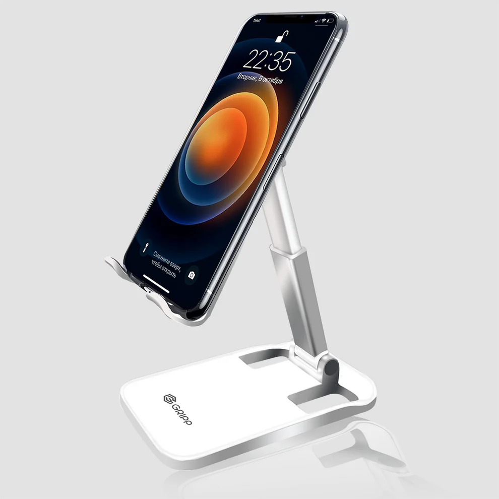GRIPP MagicStand – Adjustable Folding Desk Phone Holder (White) | Vishal Electronics Kolkata