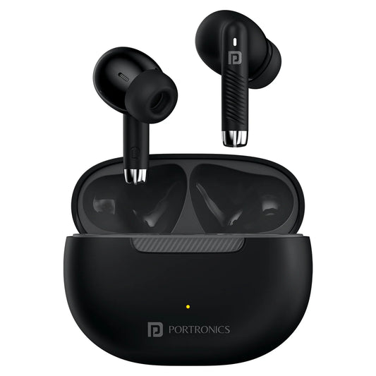 Portronics Harmonics Twins 32 Smart TWS Earbuds Black TWS Earbuds | Vishal Electronics Kolkata