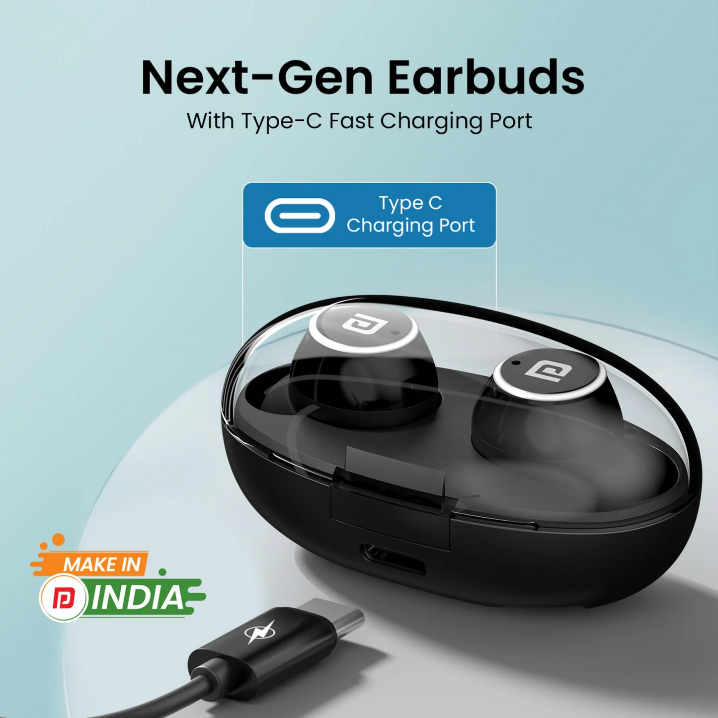 Portronics Harmonics Twins S13 TWS Earbuds with 24H Playtime & Gaming Mode True Wireless Earbuds | Vishal Electronics Kolkata