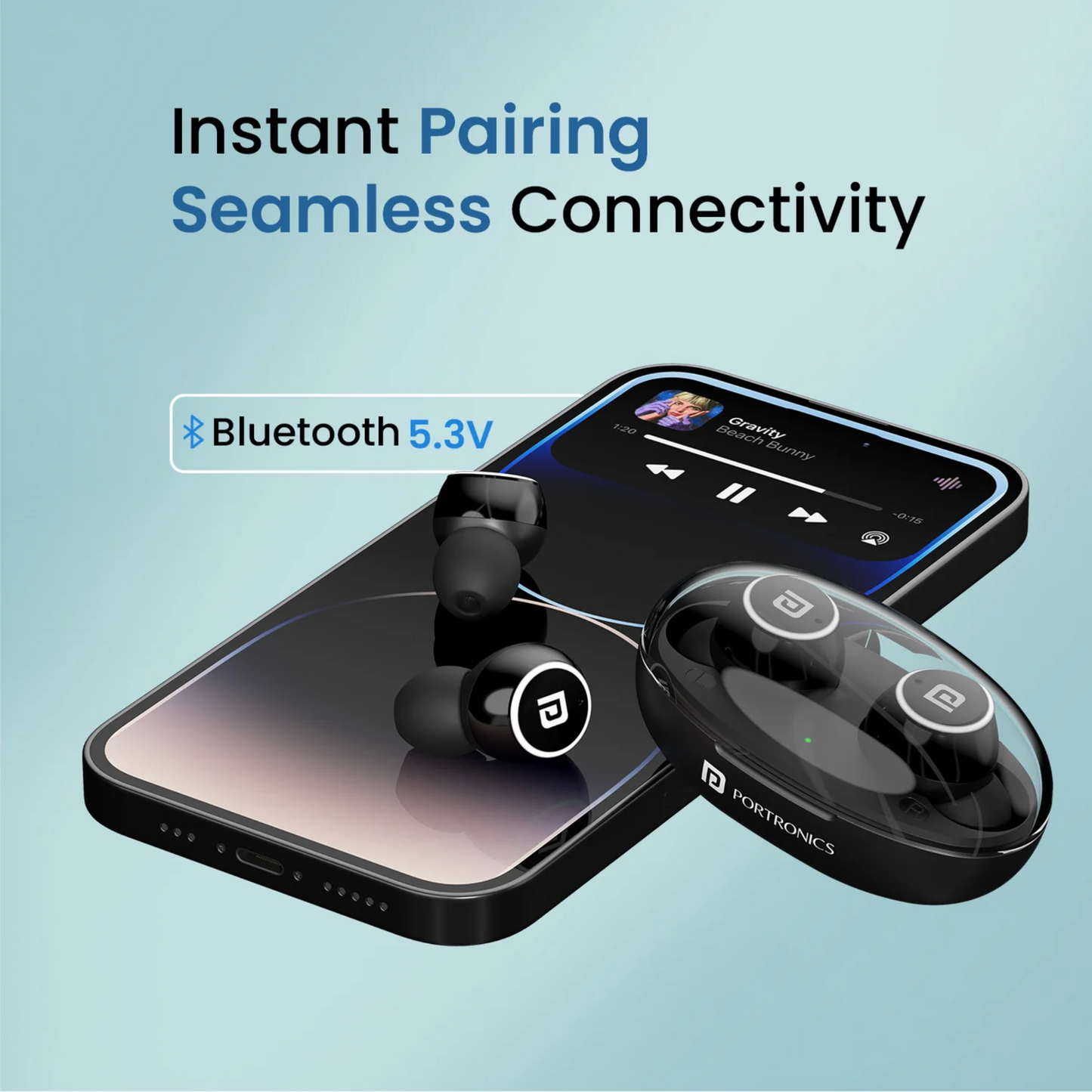 Portronics Harmonics Twins S13 TWS Earbuds with 24H Playtime & Gaming Mode True Wireless Earbuds | Vishal Electronics Kolkata