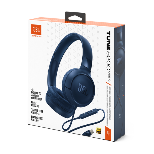 JBL Tune 520C USB-C Wired On-Ear Headphones with Hi-Res Audio Wired Headphones | Vishal Electronics Kolkata