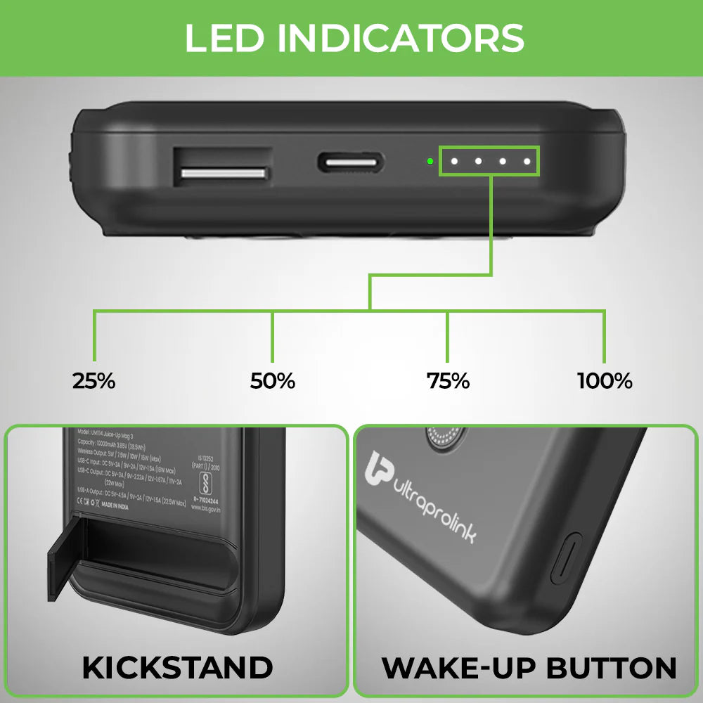 Ultraprolink Juice-Up Mag 3 10000mAh Magnetic Power Bank Power Bank | Vishal Electronics Kolkata