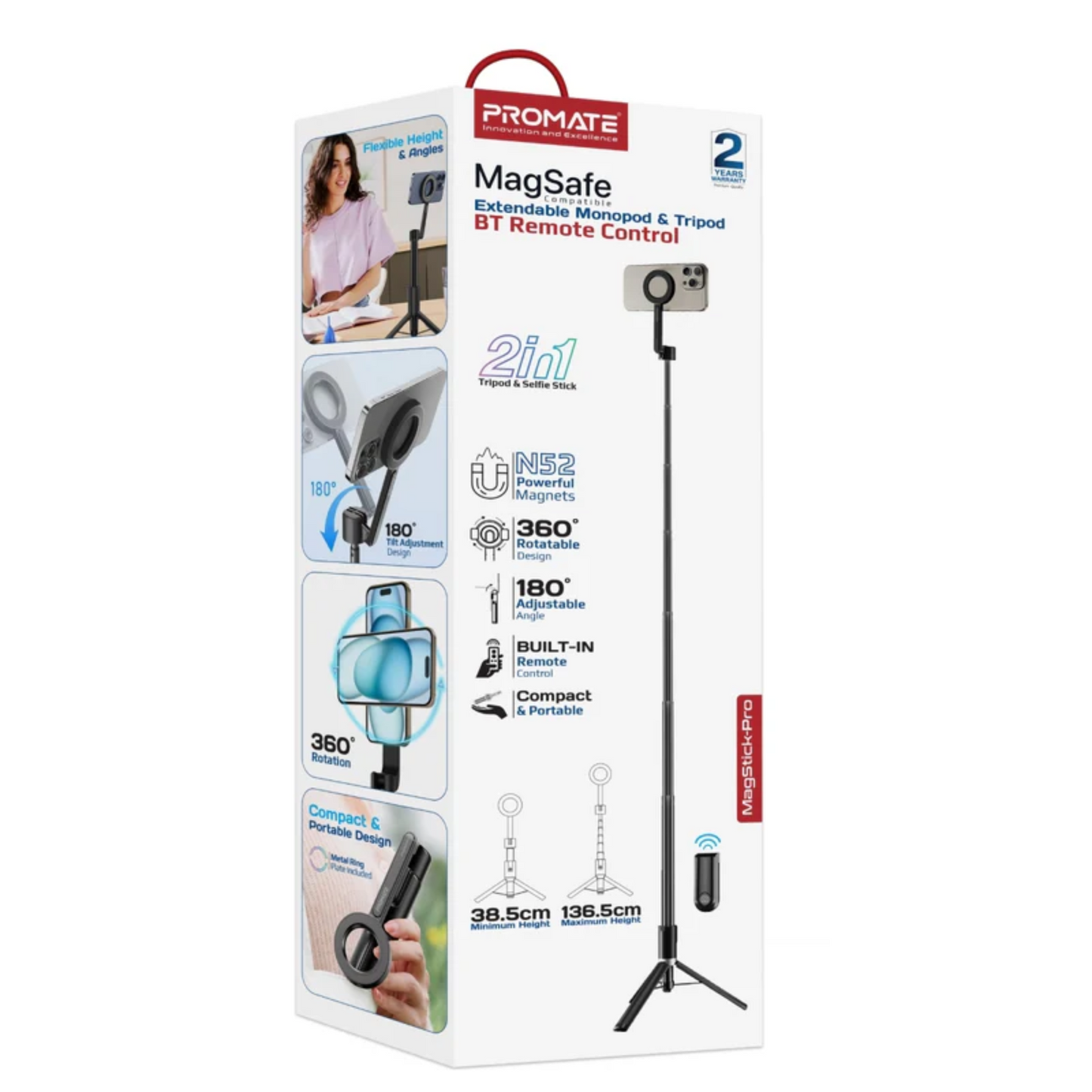 Promate MagStick Pro MagSafe Tripod & Selfie Stick with Bluetooth Remote Accessories | Vishal Electronics Kolkata