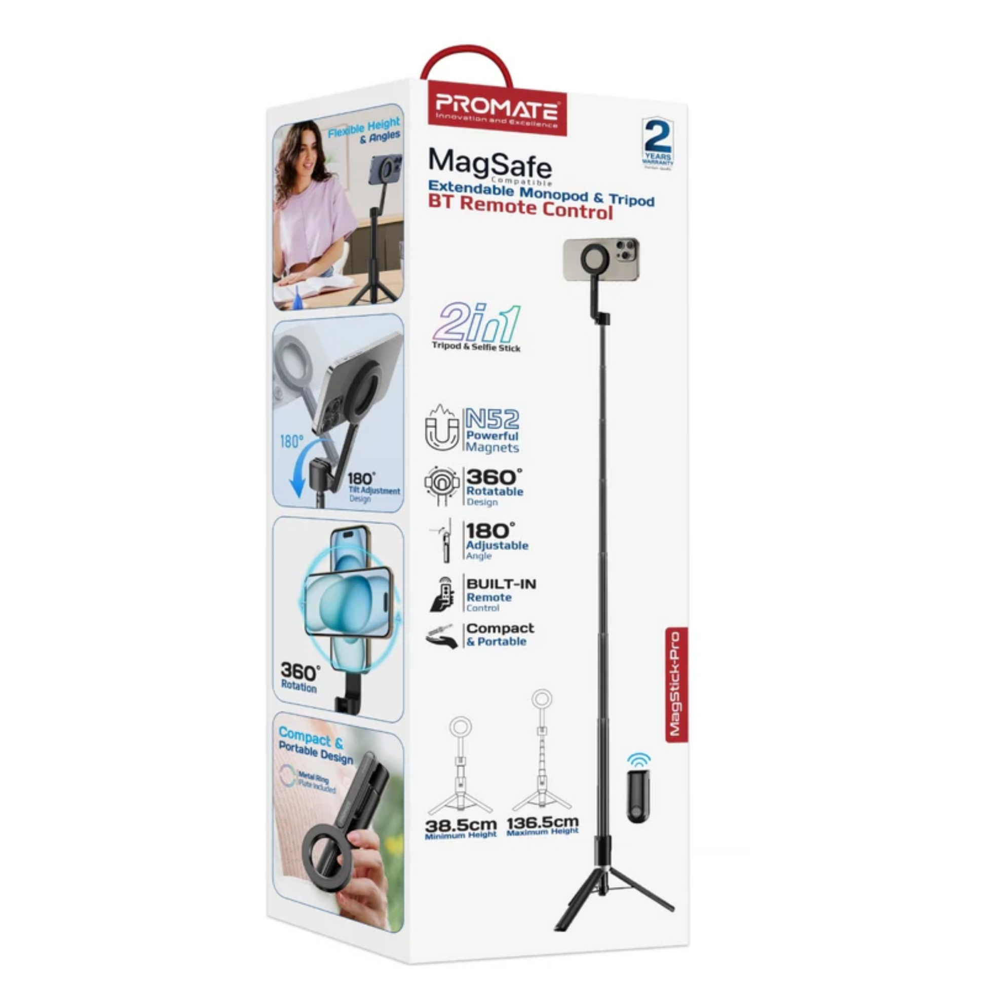 Promate MagStick Pro MagSafe Tripod & Selfie Stick with Bluetooth Remote Accessories | Vishal Electronics Kolkata