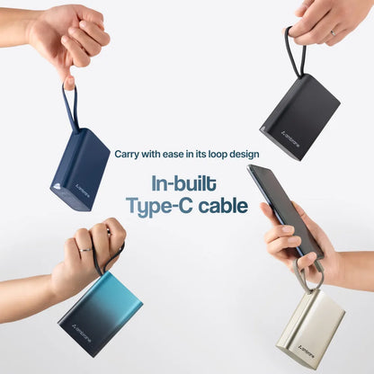 Ambrane MiniCharge 20 20000mAh Power Bank | 22.5W BoostedSpeed | Built-in Type-C Cable Power Bank | Vishal Electronics Kolkata