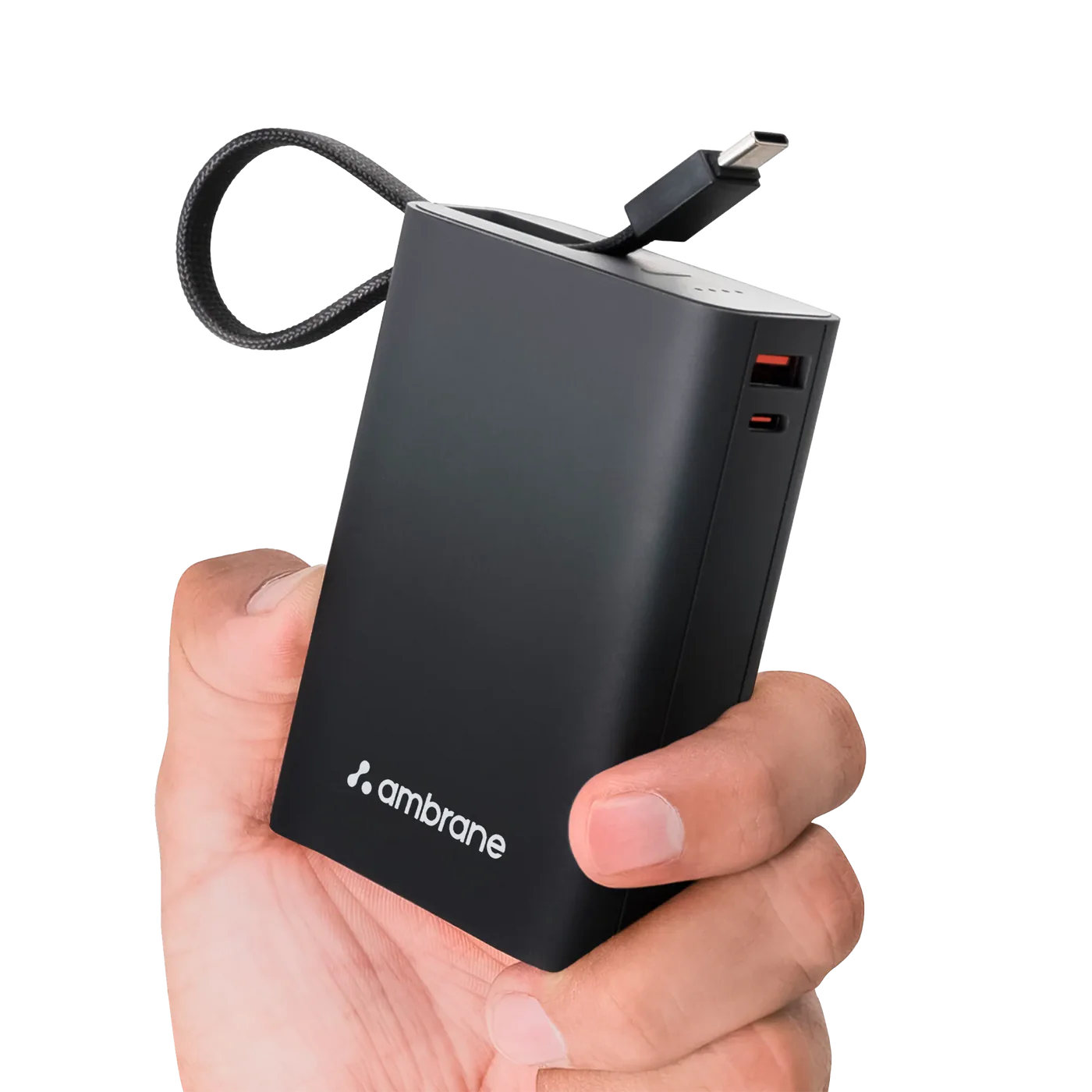 Ambrane MiniCharge 20 20000mAh Power Bank | 22.5W BoostedSpeed | Built-in Type-C Cable Black Power Bank | Vishal Electronics Kolkata