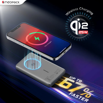 Neopack Rapid Pro MagSafe Power Bank 10000mAh, 25W Qi2 Wireless Charging – Space Grey