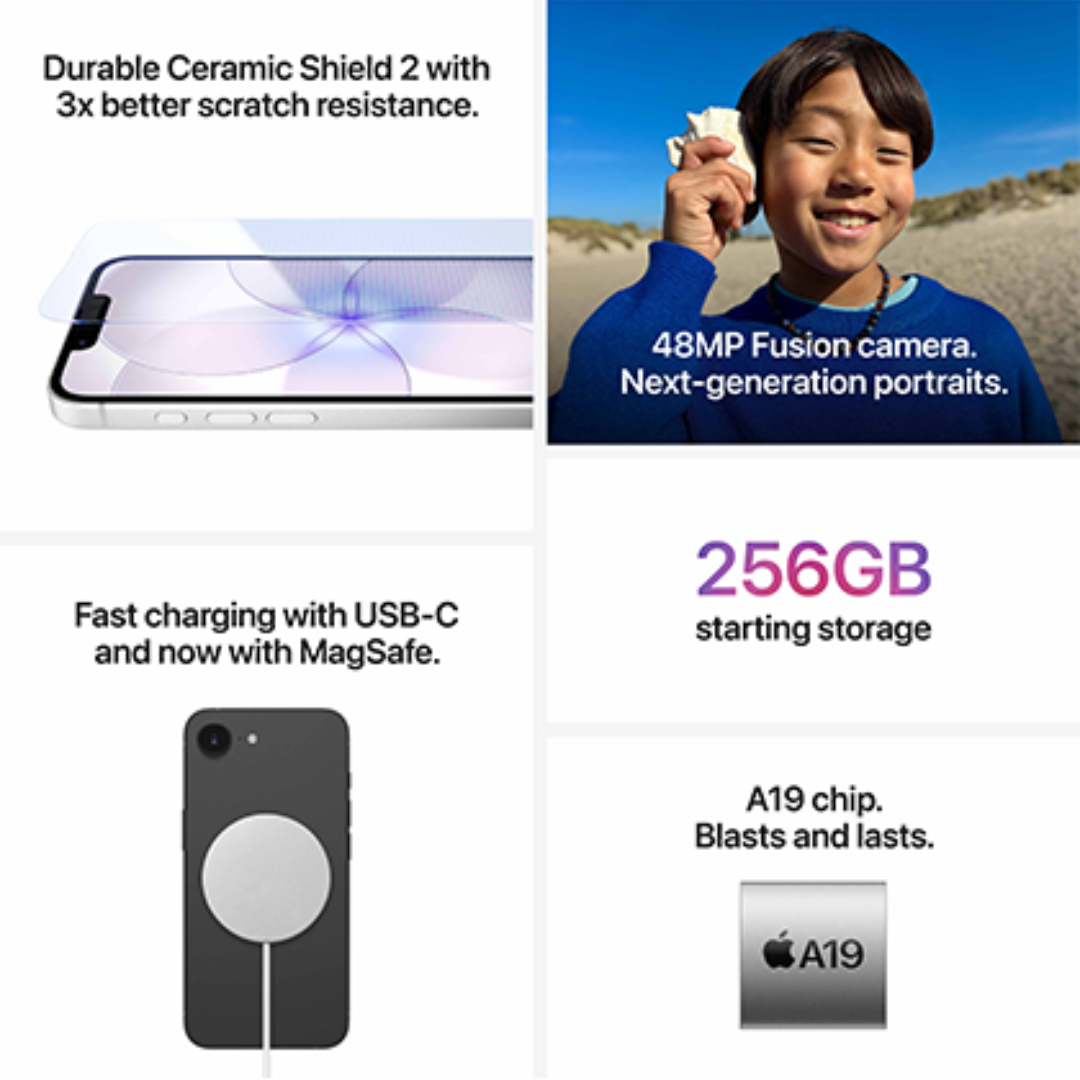 Apple iPhone 17e 5G – A19 Chip, 48MP Fusion Camera & 6.1-inch Super Retina XDR Display Smartphone | Vishal Electronics Kolkata