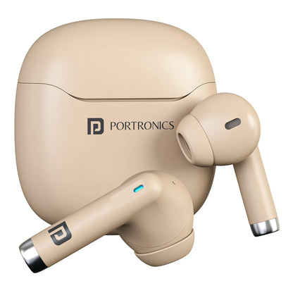 Portronics Twins S18 Pro TWS Earbuds | 30H Playtime, Bluetooth 5.3, Fast Charging CREAM TWS Earbuds | Vishal Electronics Kolkata