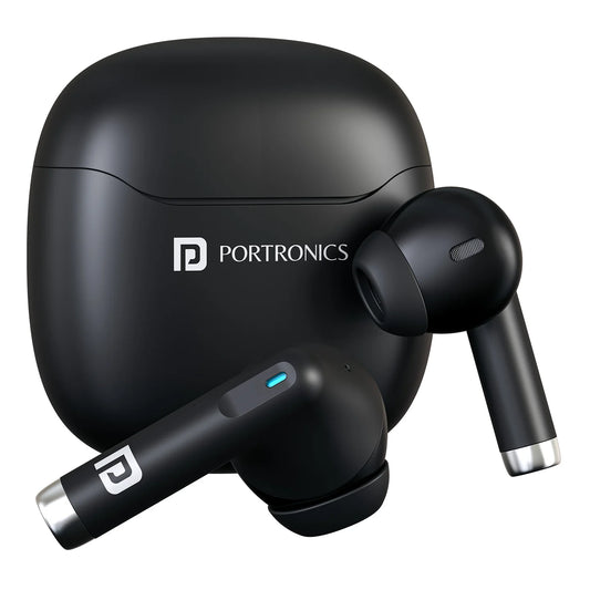 Portronics Twins S18 Pro TWS Earbuds | 30H Playtime, Bluetooth 5.3, Fast Charging Black TWS Earbuds | Vishal Electronics Kolkata