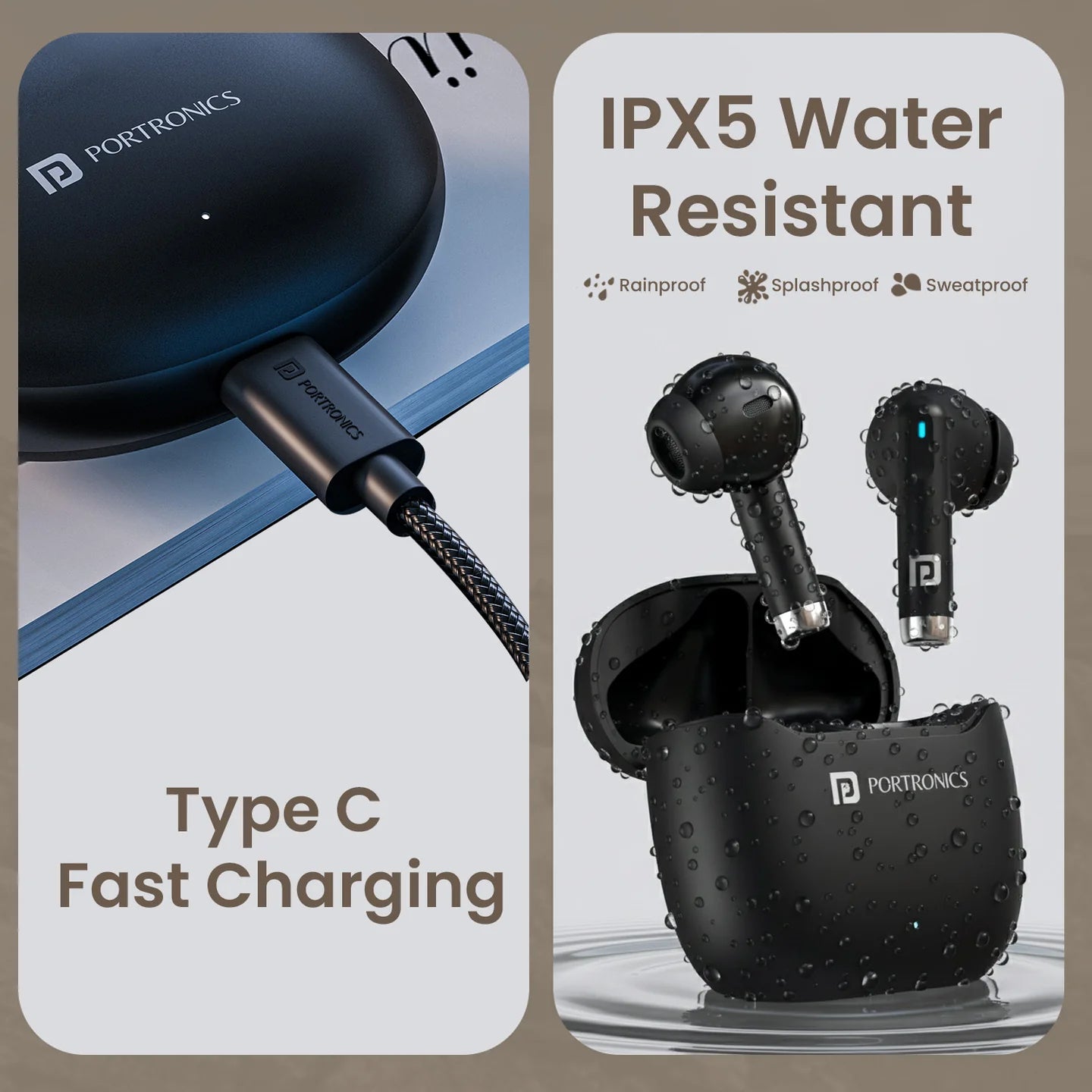 Portronics Twins S18 Pro TWS Earbuds | 30H Playtime, Bluetooth 5.3, Fast Charging TWS Earbuds | Vishal Electronics Kolkata