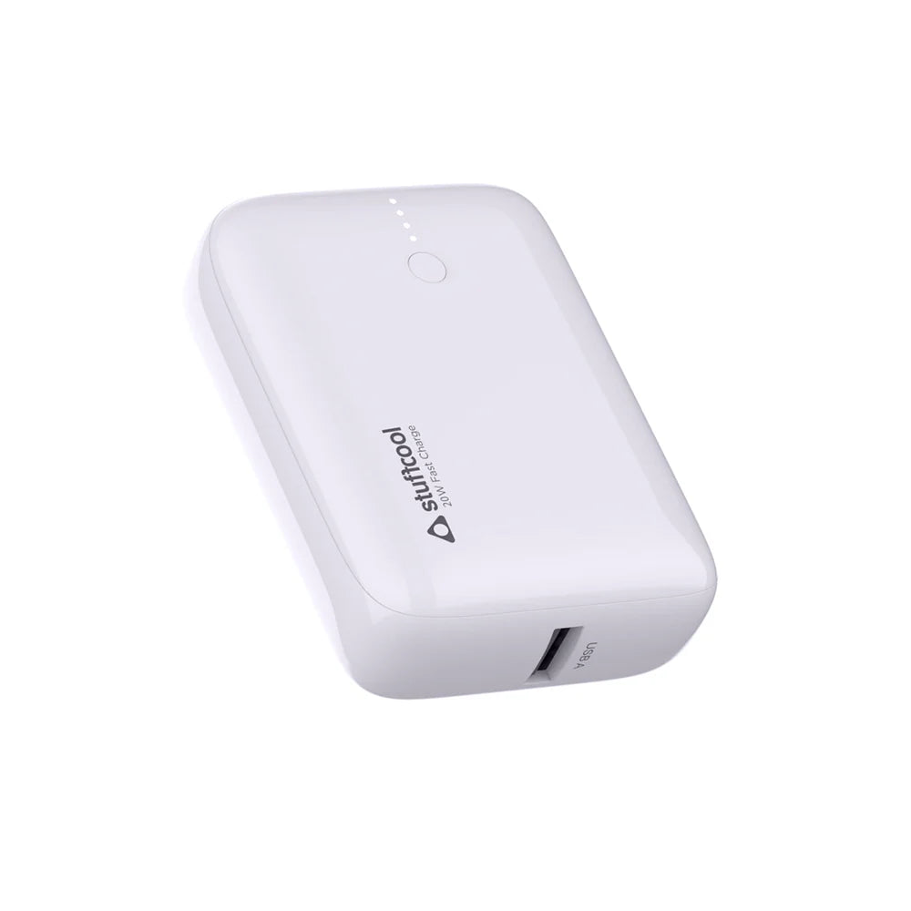 Stuffcool Palm 10000mAh Power Bank – 20W Fast Charge White Power Bank | Vishal Electronics Kolkata