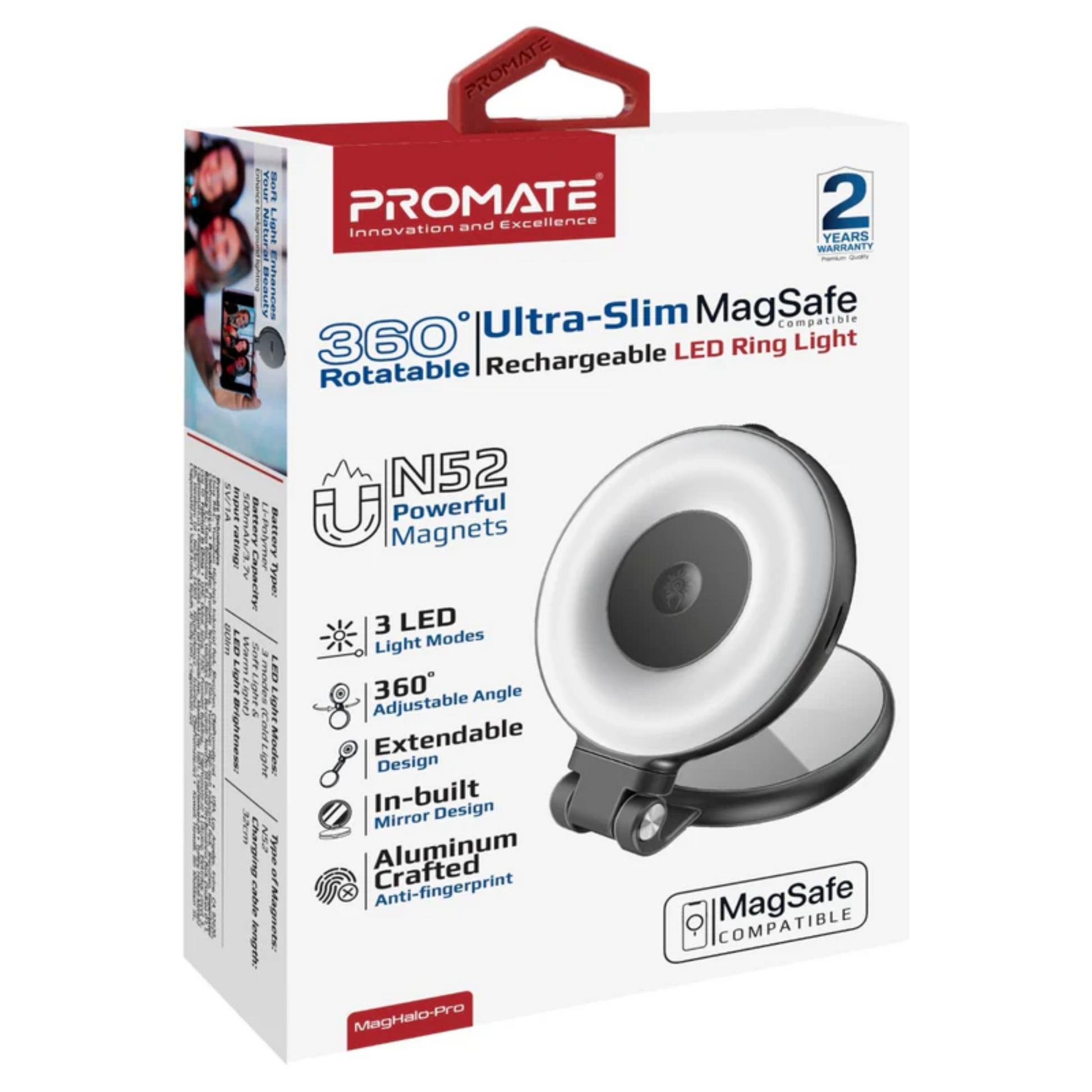 Promate Ultra-Slim MagSafe Rechargeable LED Ring Light (MagHalo) Lighting Accessory | Vishal Electronics Kolkata