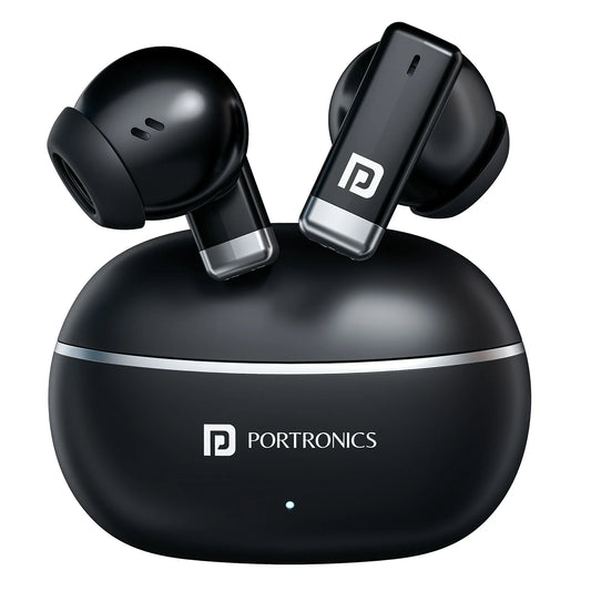 Portronics Twins One TWS Bluetooth Earbuds Black TWS Earbuds | Vishal Electronics Kolkata