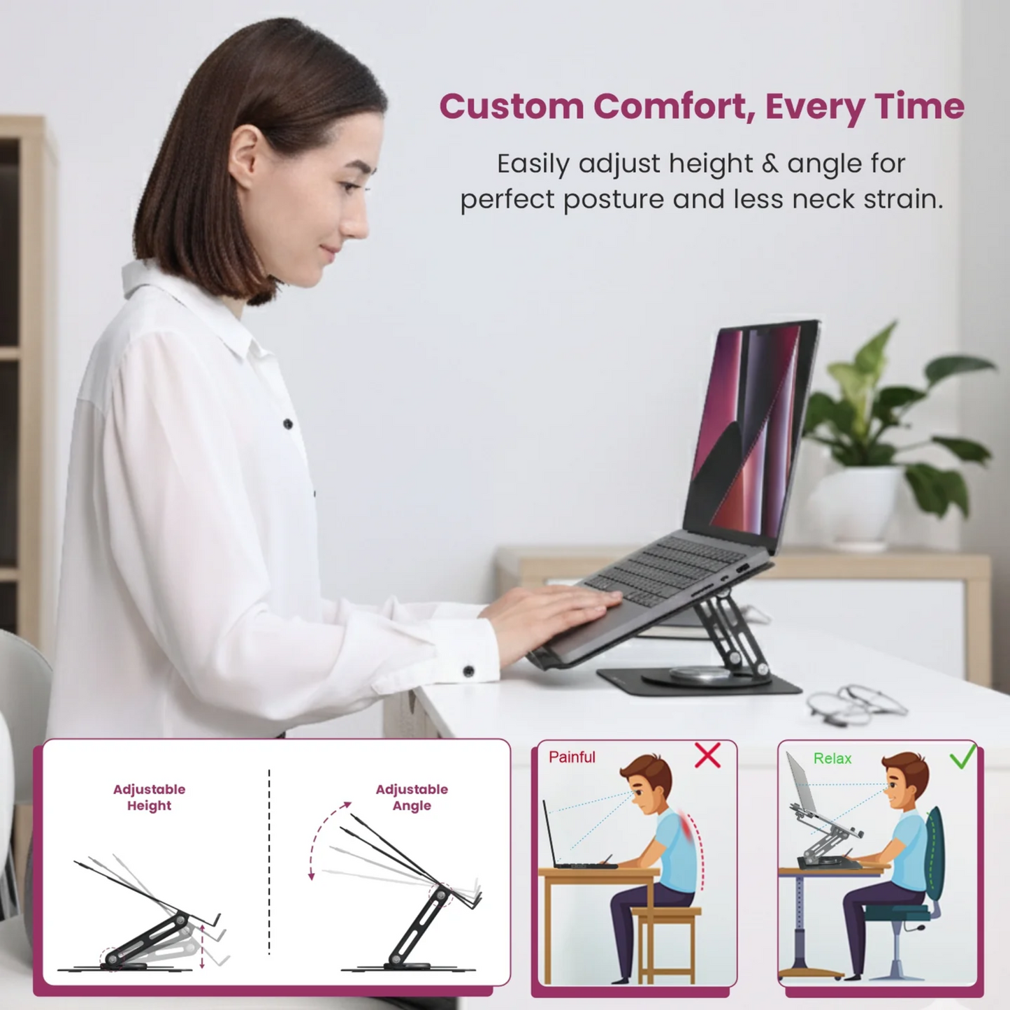 Portronics My Buddy K9 Lite Adjustable Laptop Stand with 360° Rotation Laptop Stand | Vishal Electronics Kolkata