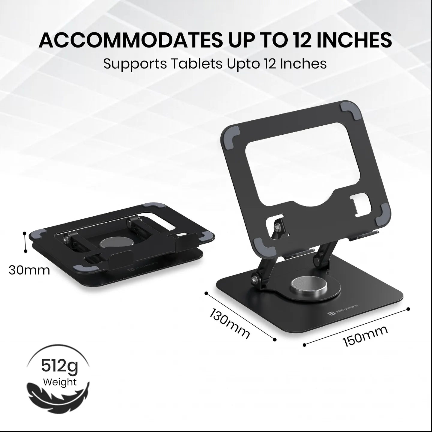 Portronics My Buddy A1 Tablet & Mobile Stand with 360° Rotation Tablet Stand | Vishal Electronics Kolkata