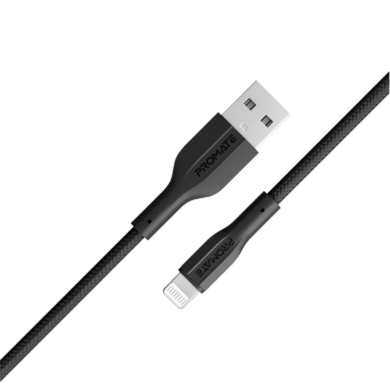 Promate Xcord-Ai Lightning Cable 100cm (Black/White) Cable | Vishal Electronics Kolkata