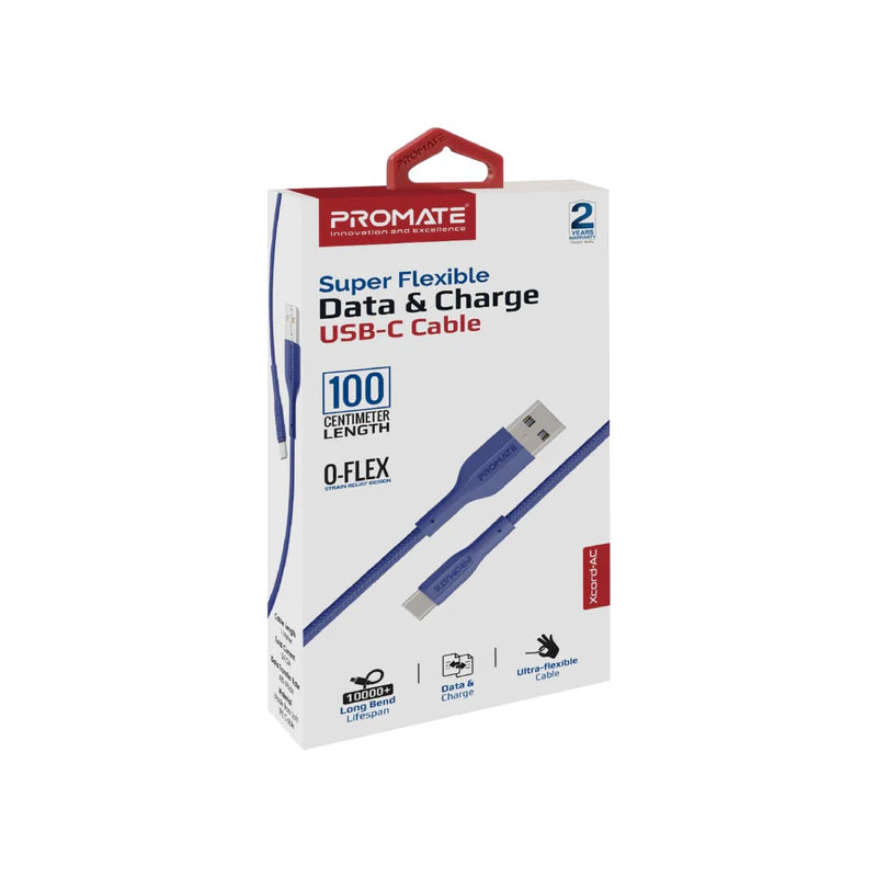 Promate Xcord-CC USB-C Cable 60W Power Delivery (Navy) Cable | Vishal Electronics Kolkata