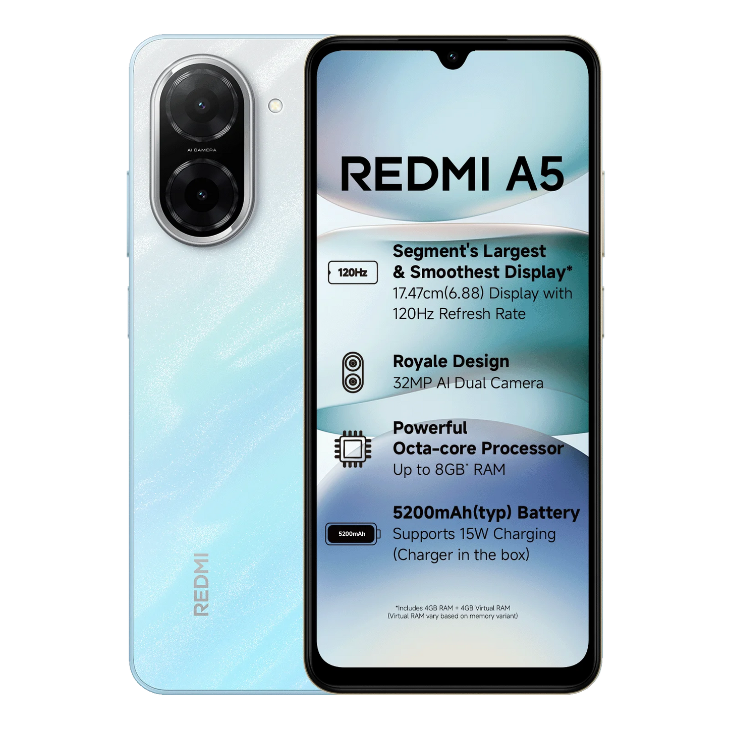 Redmi A5 (3GB+64GB) Pondicherry Blue Mobile & Smart Phones | Vishal Electronics Kolkata