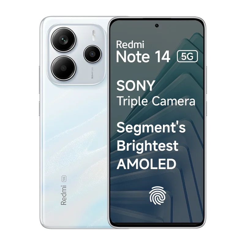 Redmi Note 14 5G (6GB+128GB) Mystique White Mobile & Smart Phones | Vishal Electronics Kolkata