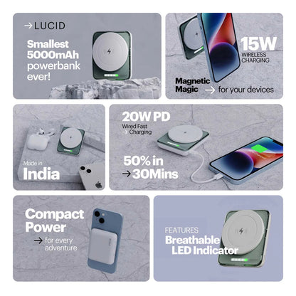 Stuffcool Lucid 5000mAh 15W Magnetic Wireless Powerbank Power Bank | Vishal Electronics Kolkata