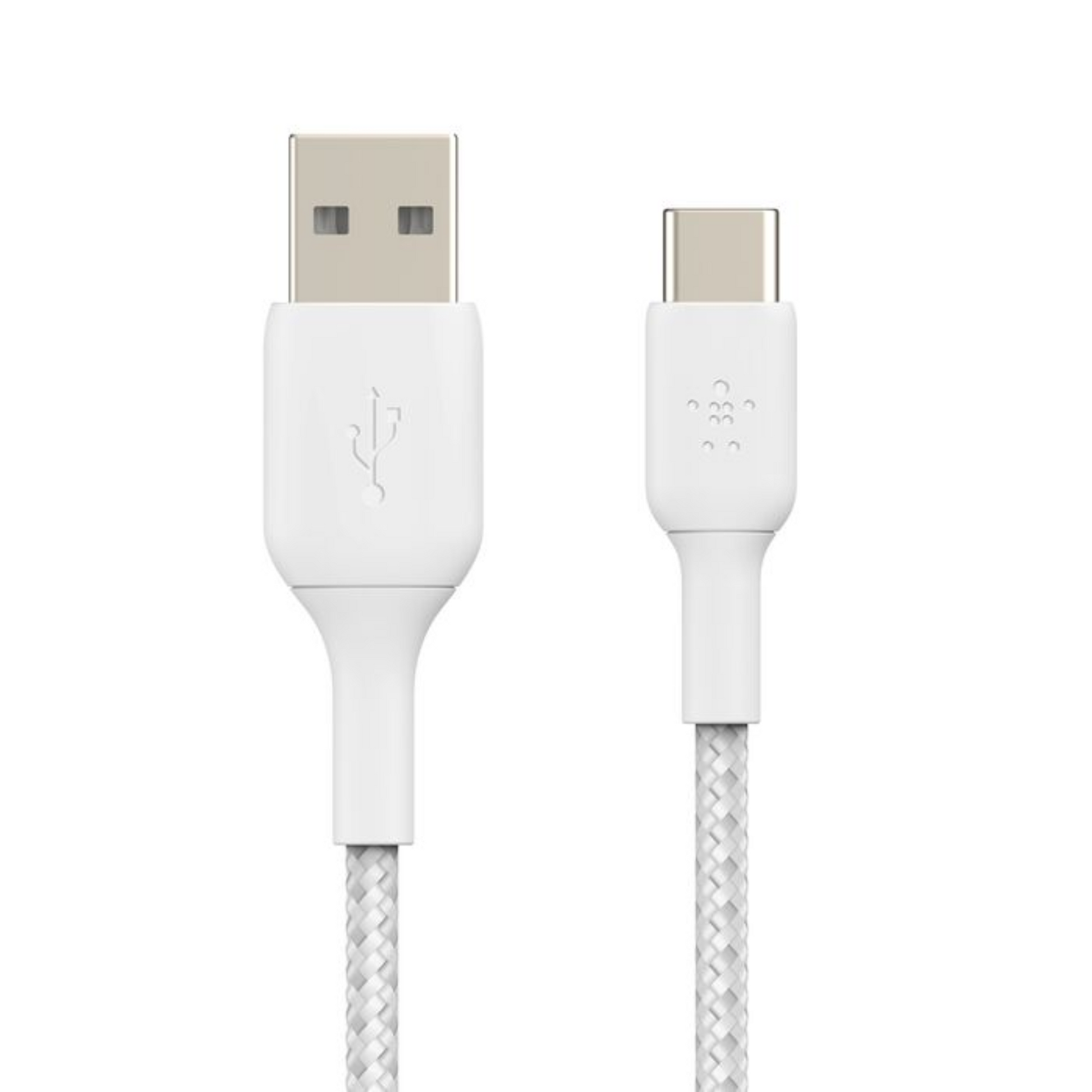 Belkin BoostCharge USB-A to USB-C Braided Cable 2m – White Charging Cable | Vishal Electronics Kolkata