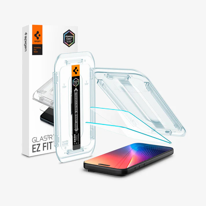 Spigen GLAS.tR EZ Fit Sensor Protected Tempered Glass Screen Protector for Apple iPhone 17 Pro Screen Protector | Vishal Electronics Kolkata
