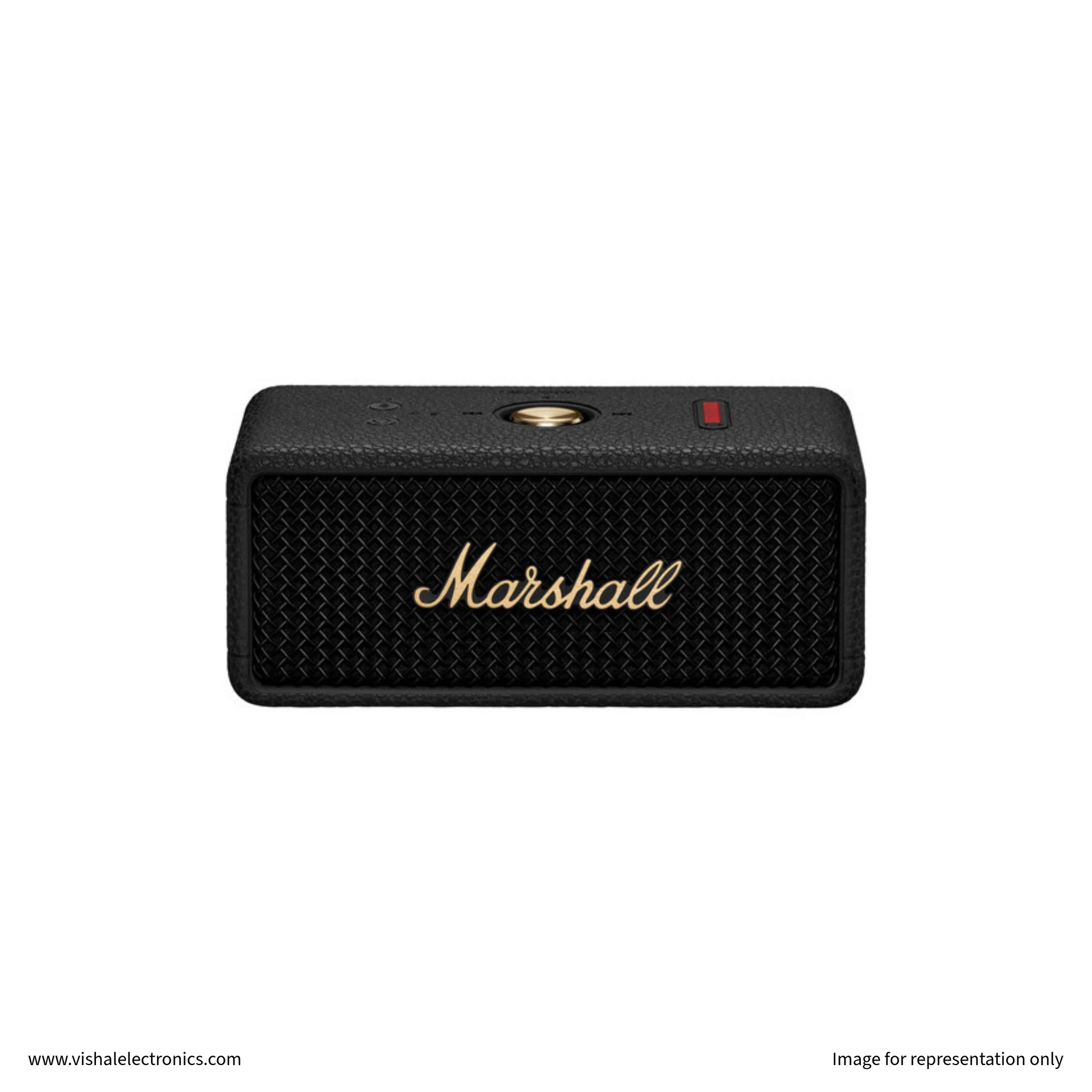 Marshall Emberton III Portable Bluetooth Speaker with True Stereophonic Sound & 32+ Hours Battery Black And Brass Speaker | Vishal Electronics Kolkata