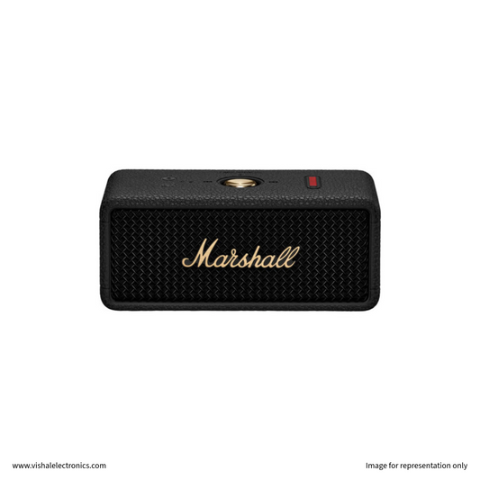 Marshall Emberton III Portable Bluetooth Speaker with True Stereophonic Sound & 32+ Hours Battery Black And Brass Speaker | Vishal Electronics Kolkata