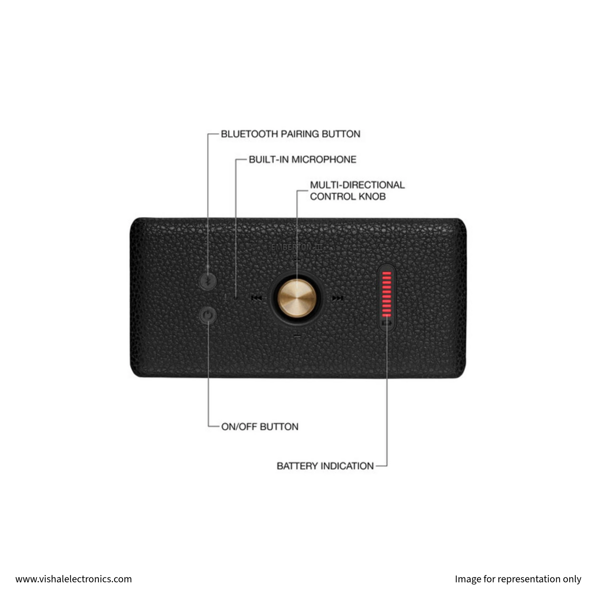 Marshall Emberton III Portable Bluetooth Speaker with True Stereophonic Sound & 32+ Hours Battery Speaker | Vishal Electronics Kolkata