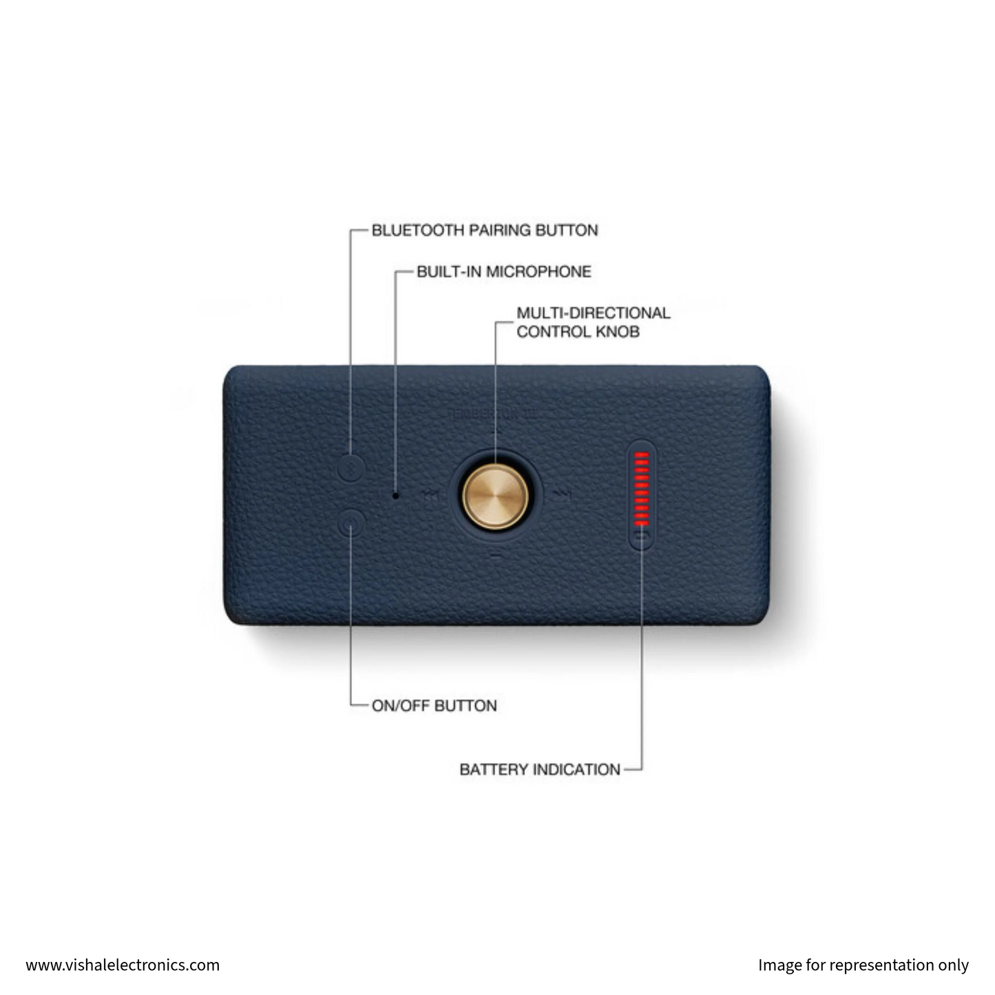 Marshall Emberton III Portable Bluetooth Speaker with True Stereophonic Sound & 32+ Hours Battery Speaker | Vishal Electronics Kolkata
